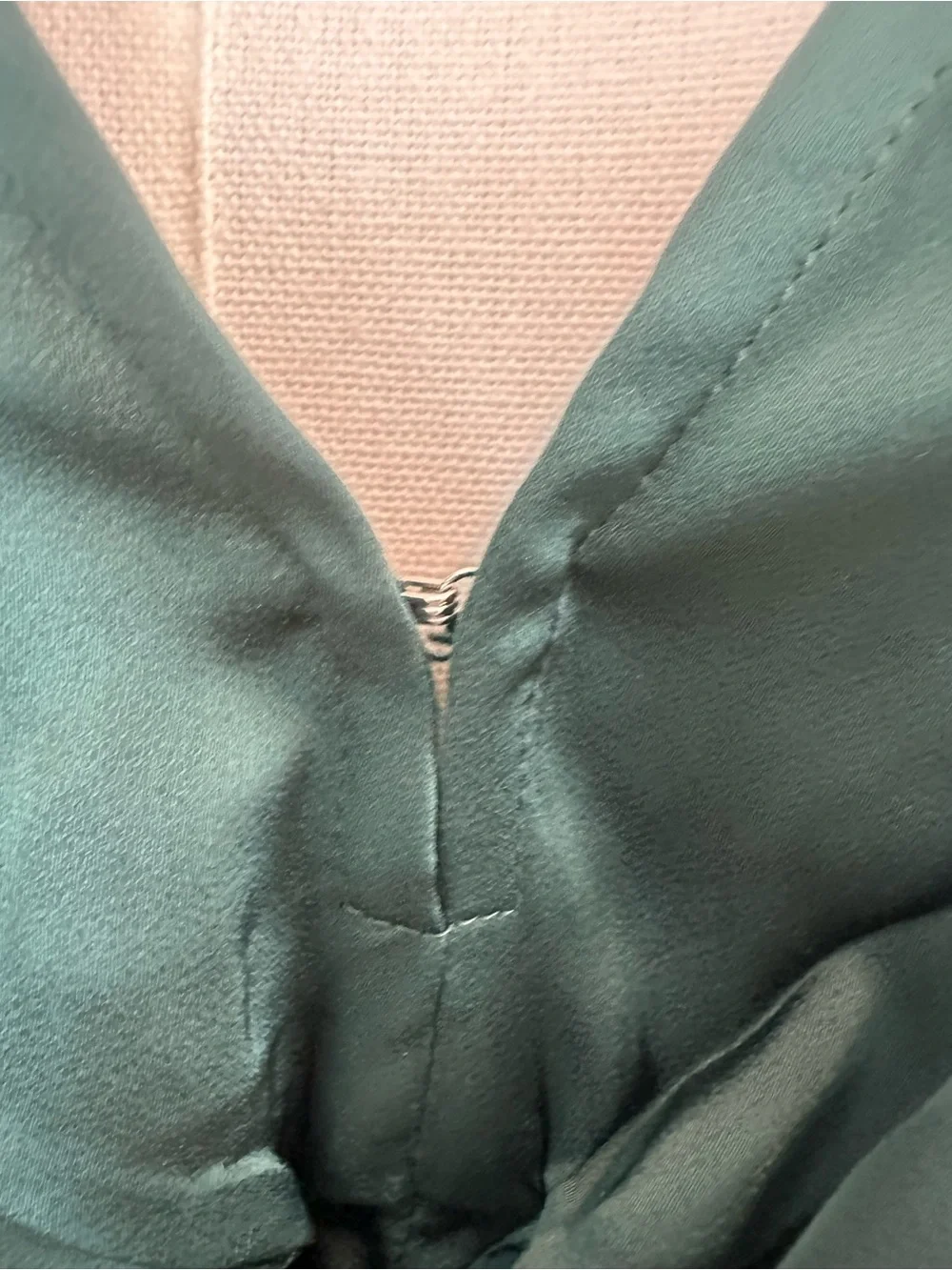 NWT ASTR The Label Forest Green Faux Wrap Satin Blouse Medium Puff Sleeve
